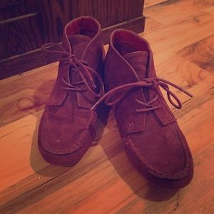Suede cranberry booties